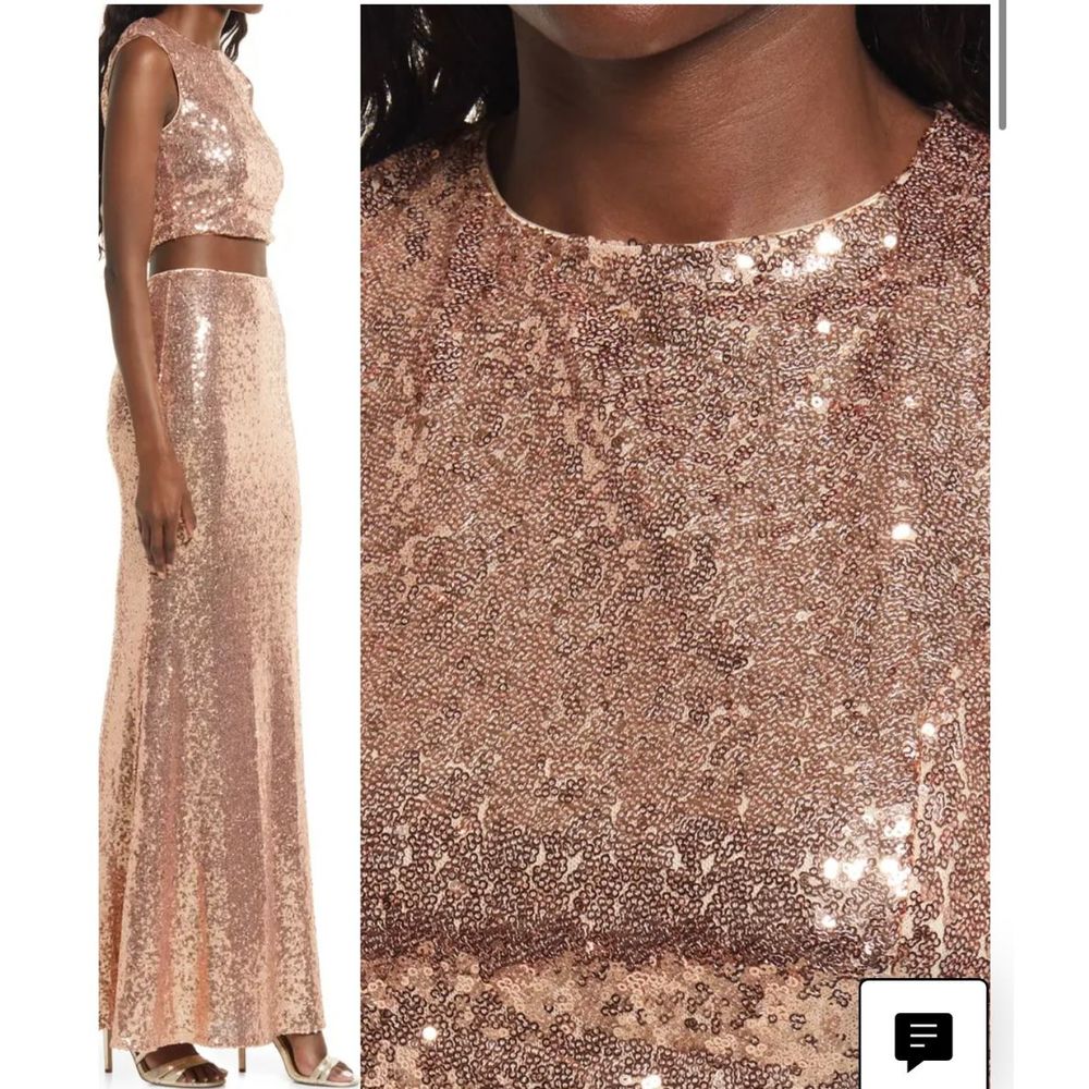 Lulu’s Under the Starlight Crop Sequin Blouse & Maxi Skirt NWT